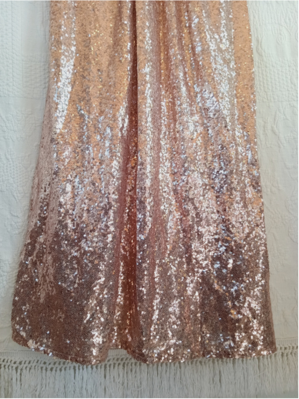 Miss Mint Rose Gold Sequin V-Neck Maxi Gown elegant sparkle floor length formal - Picture 5 of 12